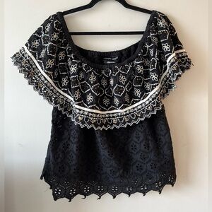 Hemant & Nandita Off the Shoulder Eyelet Embellished Blouse Large